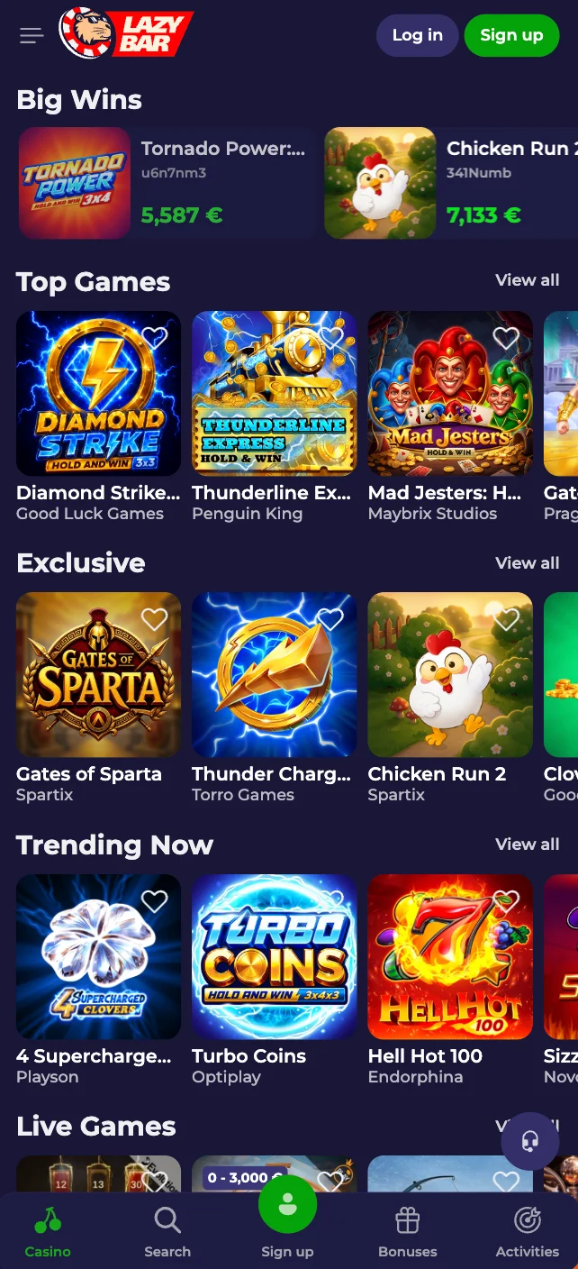 Die Lazybar Casino App